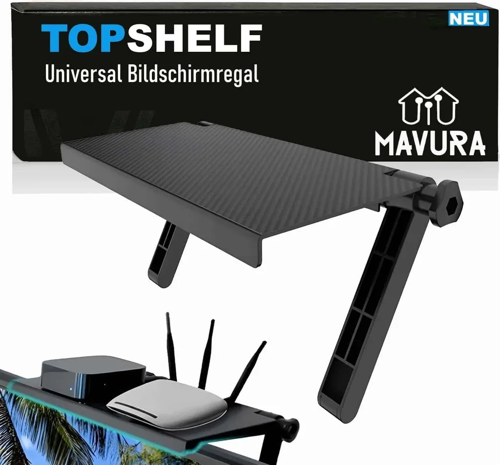Supporto Porta Oggetti TV TOPSHELF - Mensola Regolabile Schermi PC