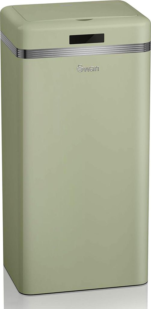 SWAN SWKA4500GNEU Retro Mülleimer mit Automatisch öffnender Sensor, Metall, 45 L, Vintage-Design Grün