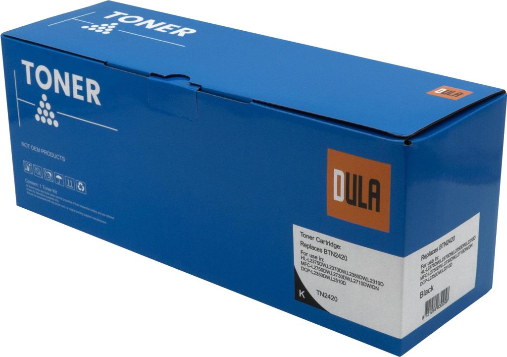 DULA Kompatible Tonerkartusche für Brother – TN-2420 Schwarz – Toner – Hausmarke – Alternative zum Original – 3.000 Seiten