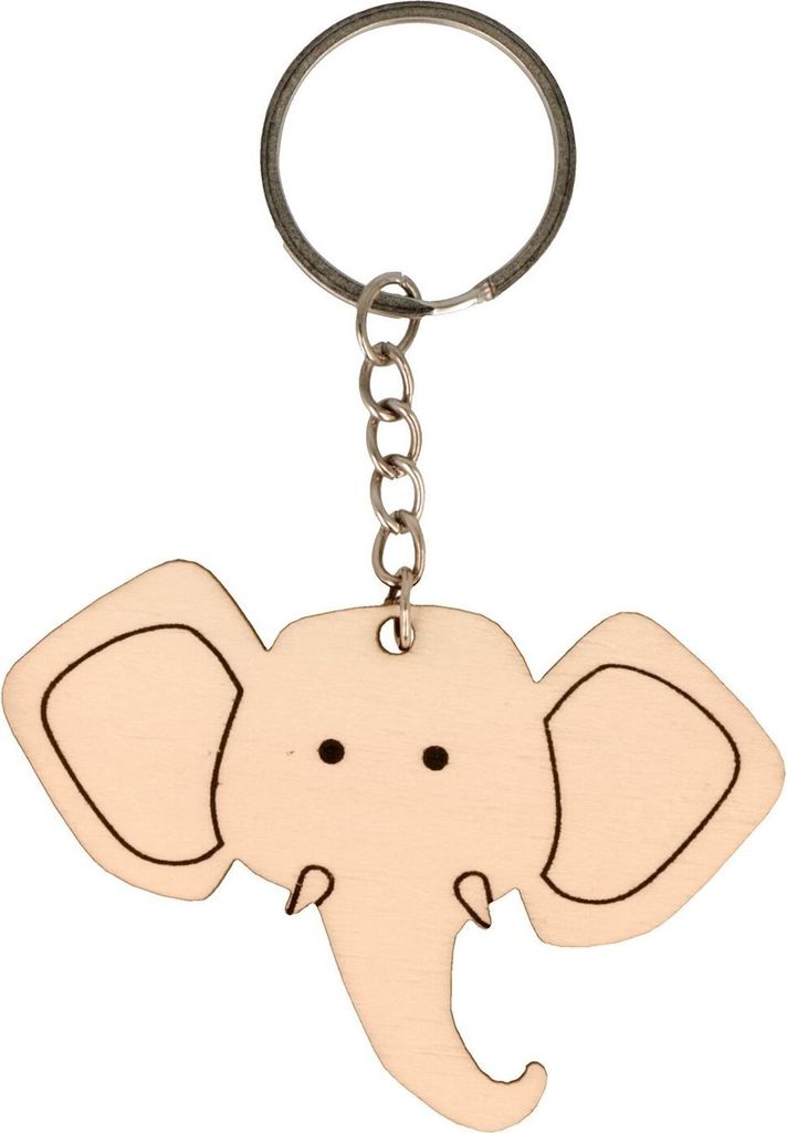 Portachiavi in legno a testa di elefante Immagine del prodotto 