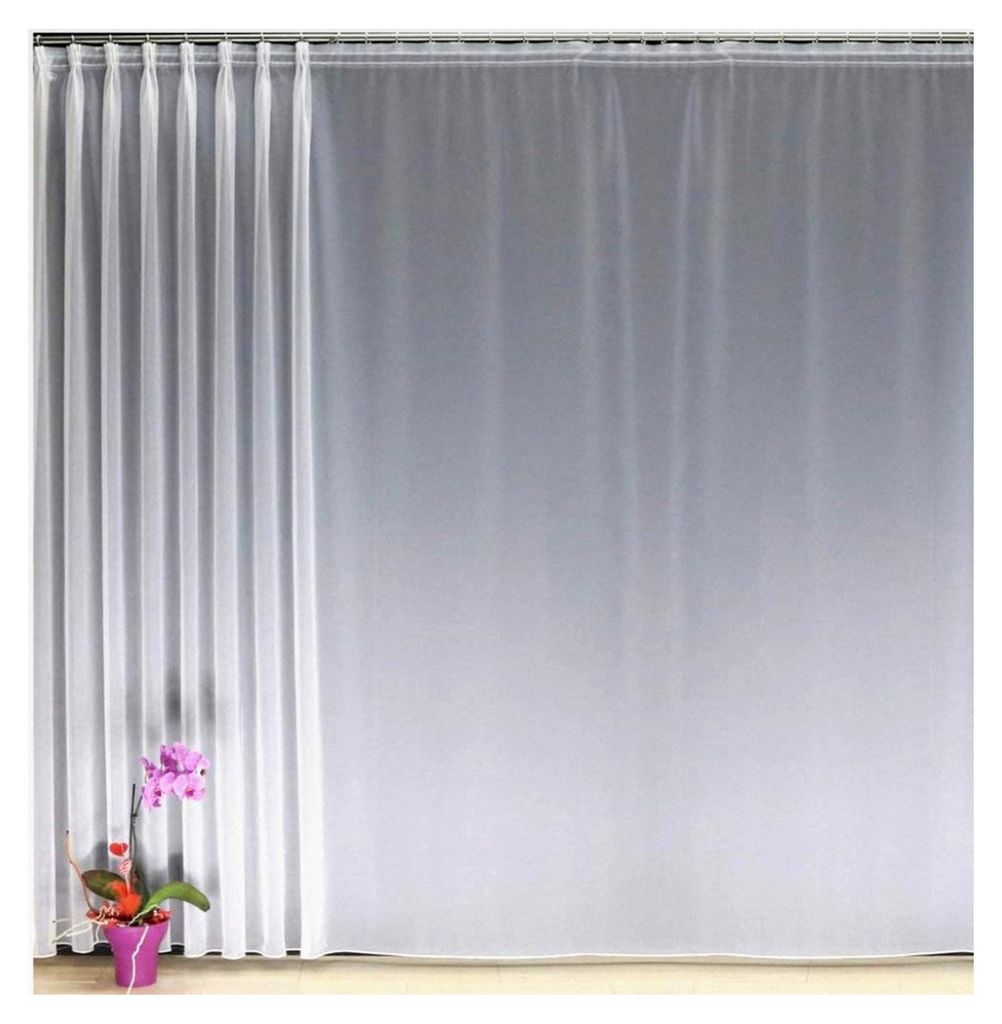 Maßgefertigte Voile Gardine in Weiß, halbtransparent, Größe wählbar (Höhe 80-295 cm, Breite 225-1250 cm), Variante 245 x 725 cm (HöhexBreite)
