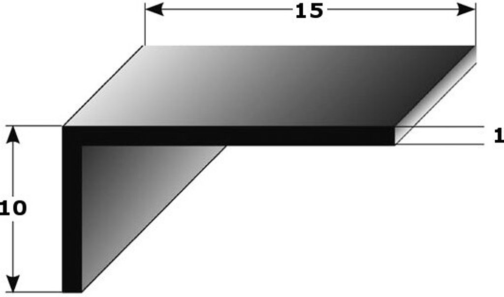 Winkelprofil "Alcoba" als Montageprofil / Bauprofil, ungleichschenklig, Silber eloxiert, aus Aluminium-2000-10 mm-15 mm