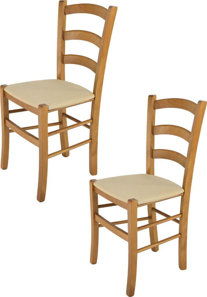 t m c s Tommychairs - 2er Set Stühle VENICE für Küche und Esszimmer, robuste Struktur aus lackiertem Buchenholz Farbton Eichenholz und gepolster...