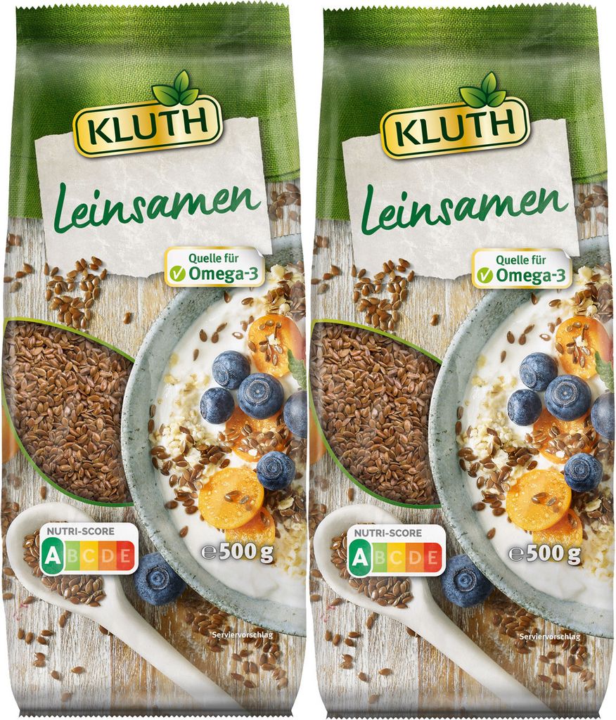 Kluth Leinsamen braun Reich an Omega 3 500g 2er Pack