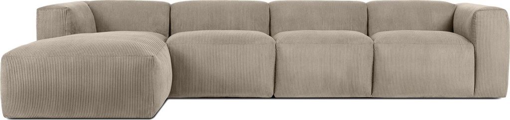 KONSIMO Ecksofa Links 6-Sitzer mit extrem weicher Sitzfläche "BUFFO", beige, Kordstoff, Modern ,377x73x172/96 cm