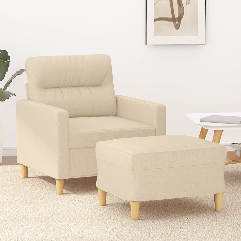 Maison Exclusive - Sessel mit Hocker Creme 60 cm Stoff