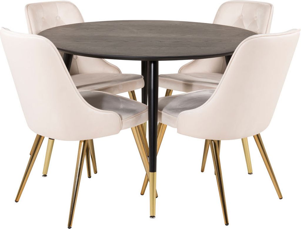 DippØ115BLBR Essgruppe Esstisch schwarz und 4 Velvet Deluxe Produktbild 