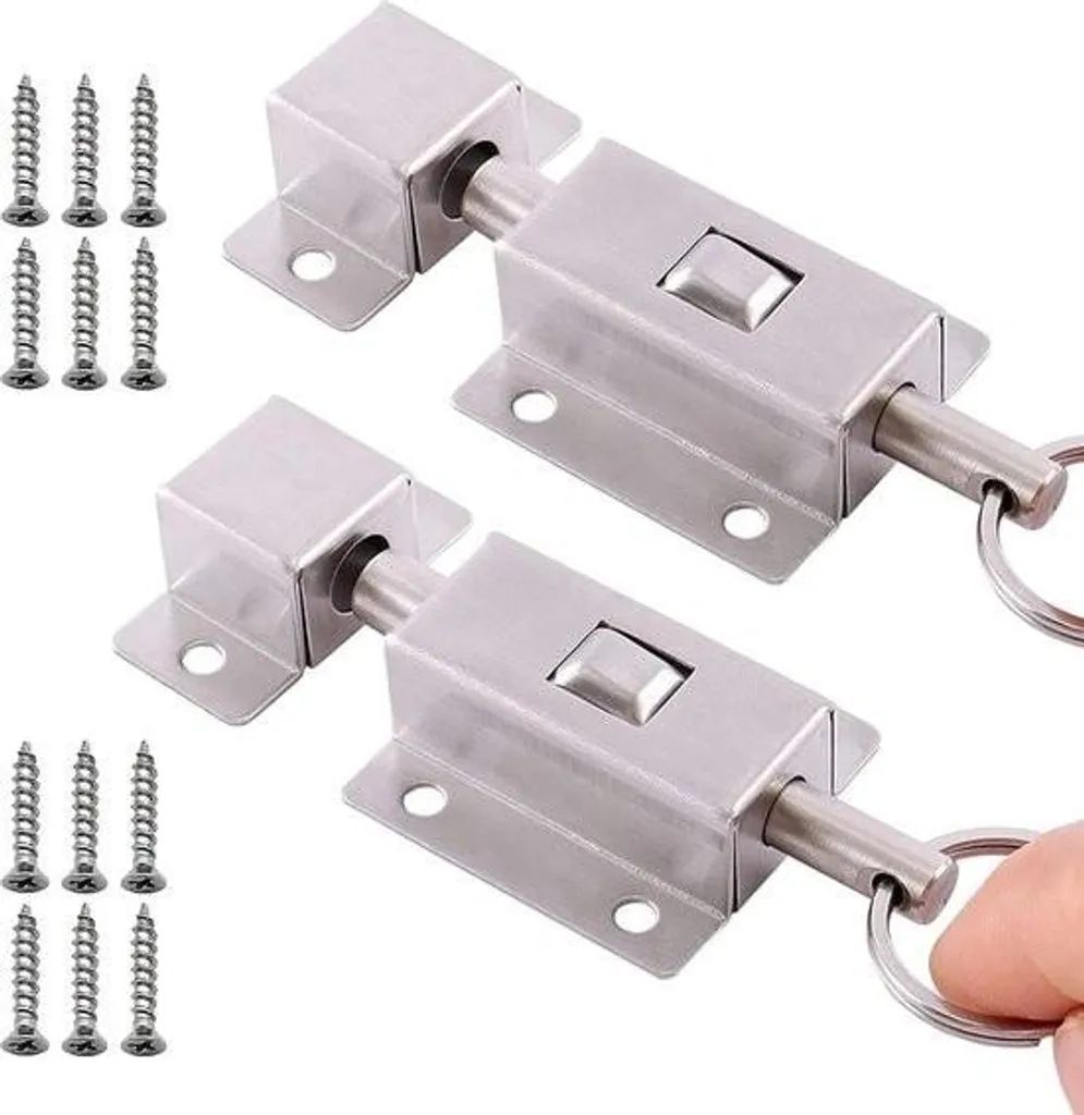 Lot de 2 verrous à ressort automatique en acier inoxydable avec vis