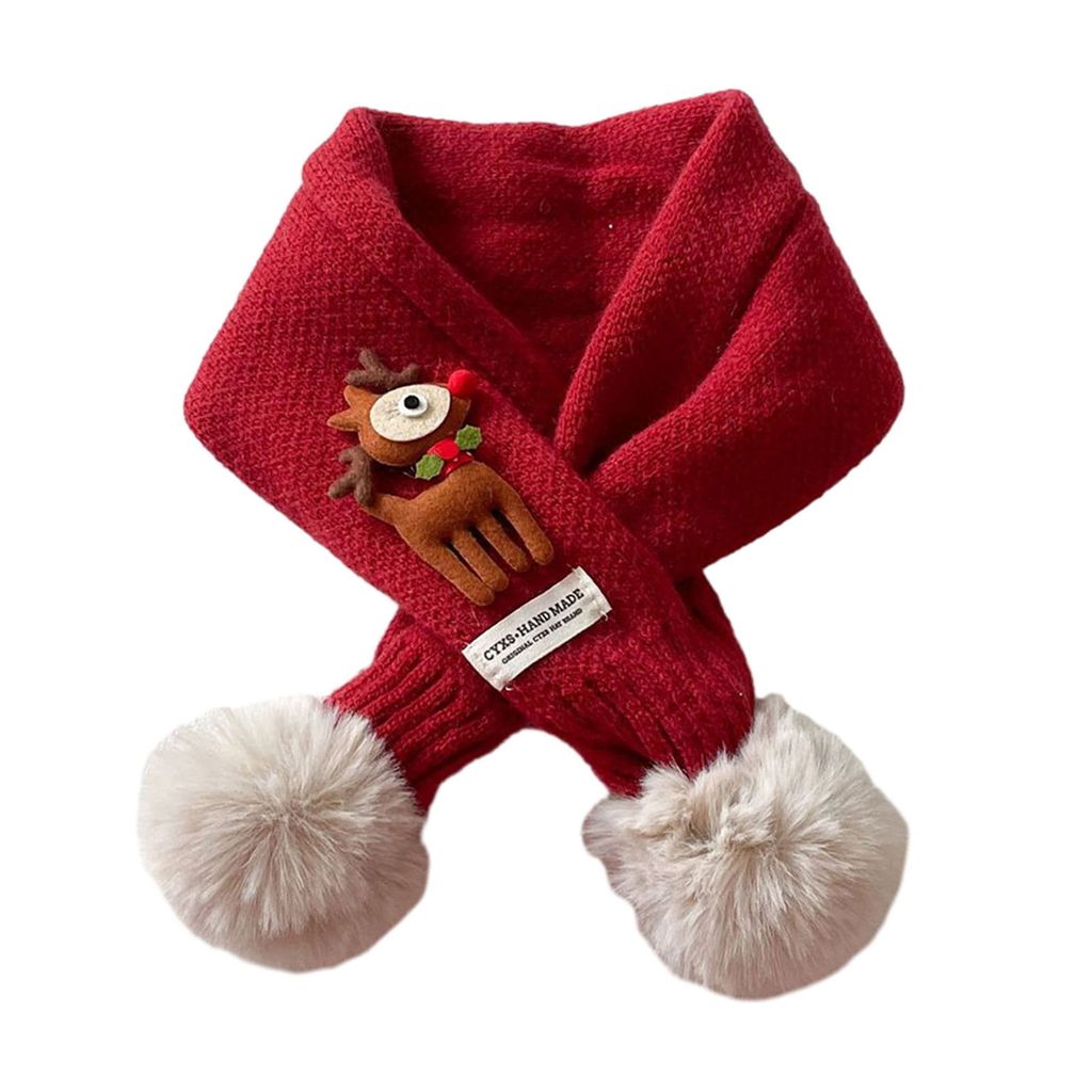 Kinder Winter Stricken Schal Weihnachten Baum Elch Dekor Hals Schal Plüsch Bälle Outdoor Warme Kinder Schal