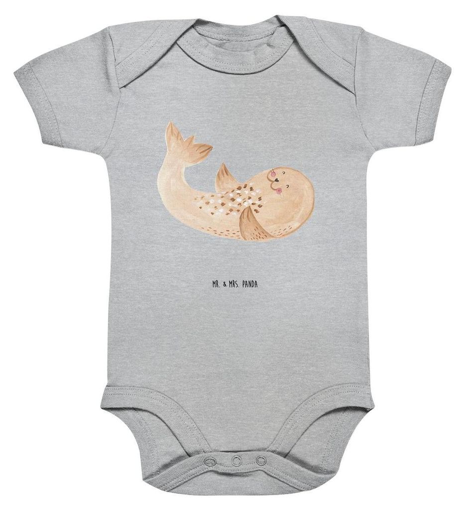 Mr. & Mrs. Panda Strampler Baby Robbe Liegen 3. - 6. Monat - Heather Grey - Geschenk, overall, Babybody, Ostsee, Nordsee, babykleidung body, Lustig...