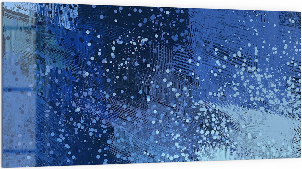 DEQORI Küchenrückwand Glas 100x50 cm 'Blaue Impression' Spritzschutz Bad Rückwand Küche
