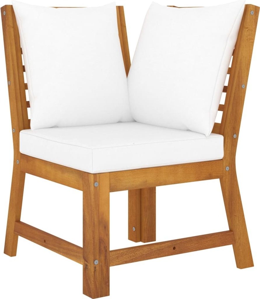 Modular-Ecksofa mit Cremeweißen Kissen Akazie Massivholz