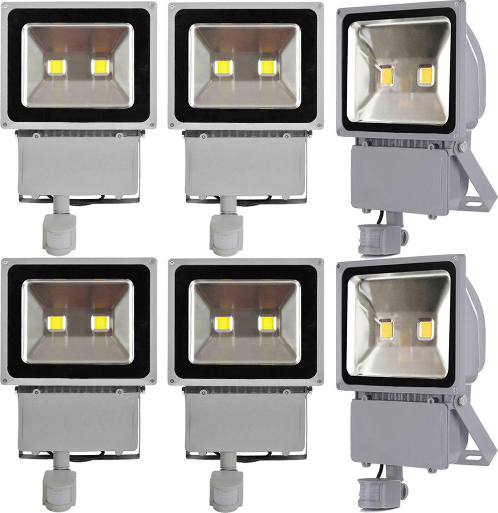 6pcs 100W LED Fluter Strahler mit PIR Produktbild 