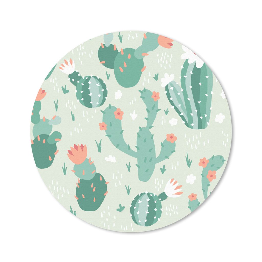 MuchoWow Mauspad Mousepad Kaktus - Muster - Blume 20x20 cm - Mousepads - Maus Mat - Pad - Mausunterlage - Schreibtischmatte
