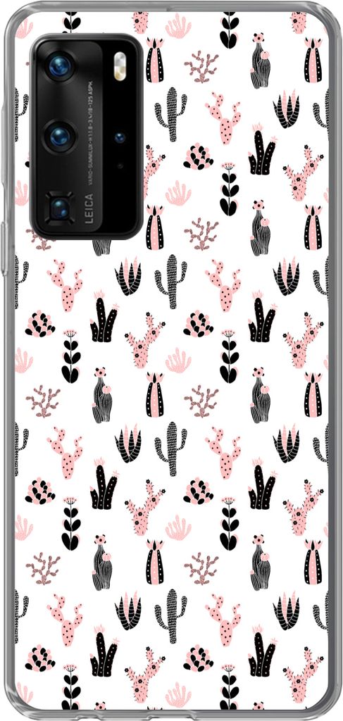 MuchoWow Handyhülle Schutzhülle Hülle für Telefoonhoesje Huawei P40 Pro Mädchen - Kaktus - Rosa - Muster - Mädchen - Kinder - Kinder Siliko...