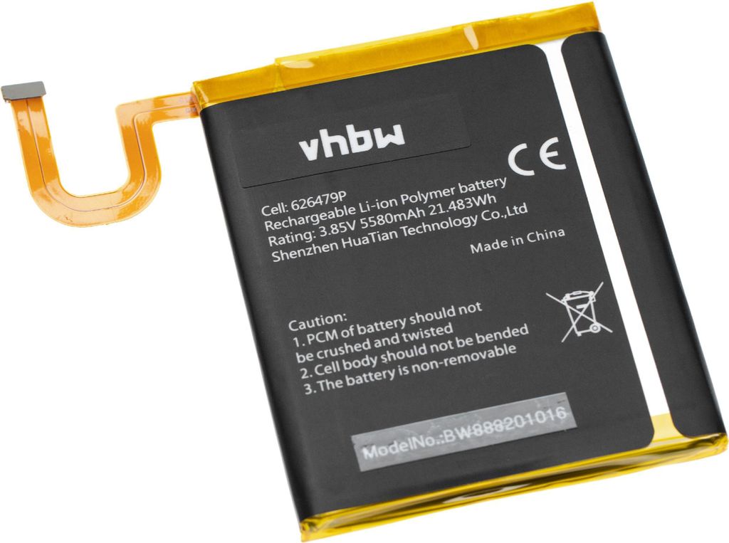 vhbw Akku Ersatz für Blackview 626479P für Handy Smartphone Telefon (5580 mAh, 3,85 V, Li-Ion)