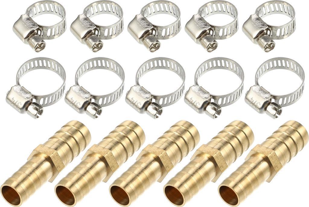 5 Set 12-14mm Schlauchverbinder mit Schlauchschellen