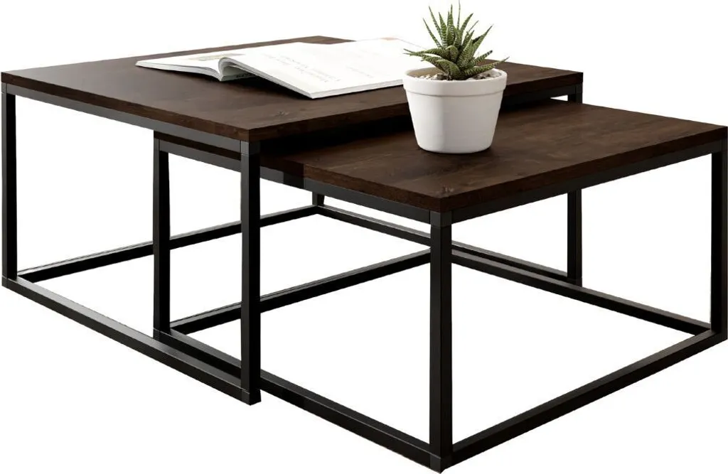 Lot de 2 tables basses LOFTI bois frêne foncé, finition haut de gamme