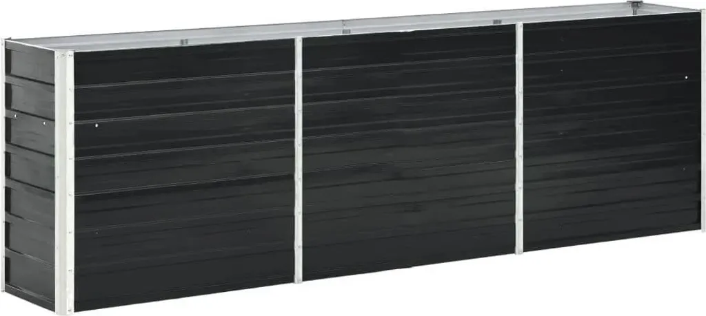 Carré potager surélevé pour balcon et terrasse en métal 240x40x77 cm gris