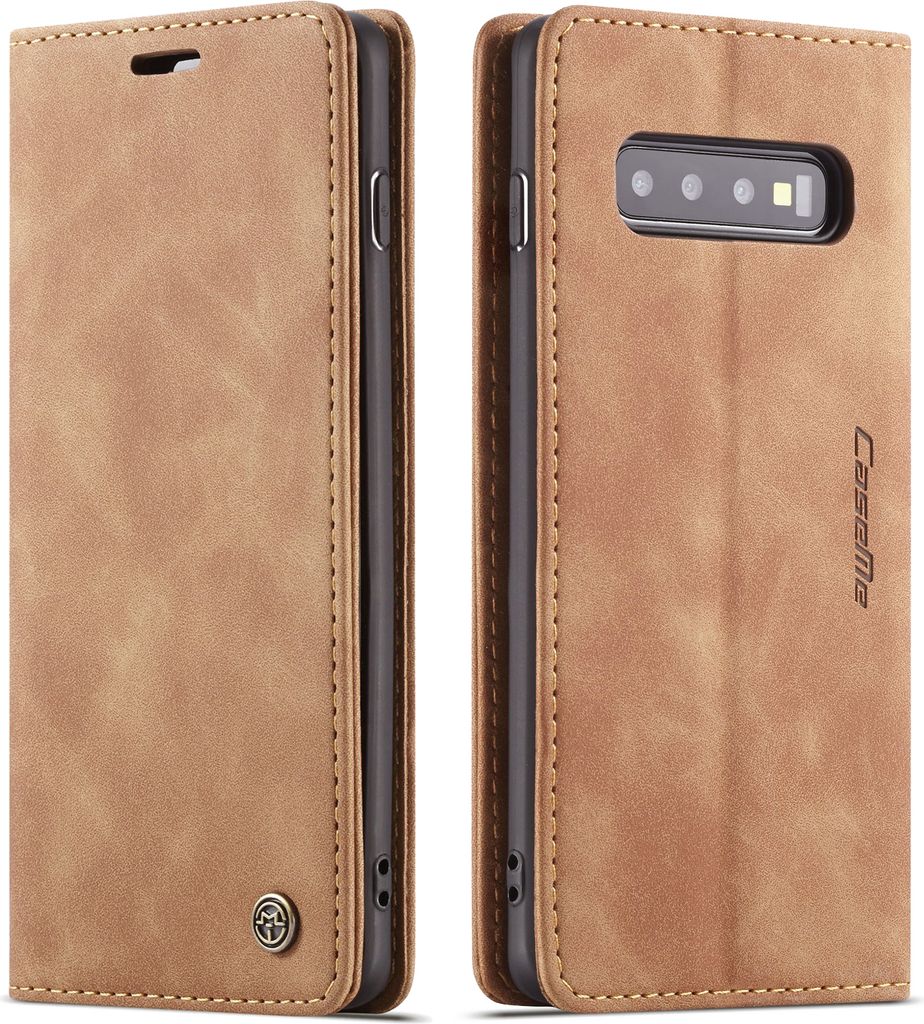 Galaxy S10 Plus Hülle, LaimTop Retro Kunstledertasche TPU Innere, Kartenfächer, Magnetverschluss, Klapphülle mit Standfunktion Schutzhülle für...