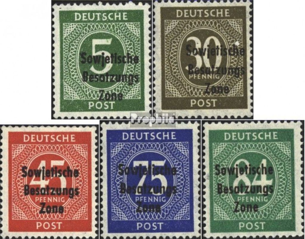 Briefmarken Sowjetische Zone (All.Bes.) 1948 Mi 207-211 (kompl.Ausg.) postfrisch SBZ-Aufdruck