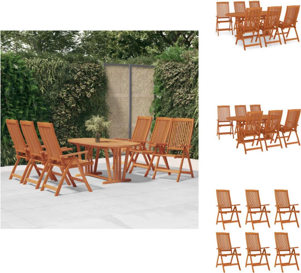 vidaXL 7-tlg. Garten-Essgruppe Massivholz Eukalyptus - Gartenmöbel-Sets