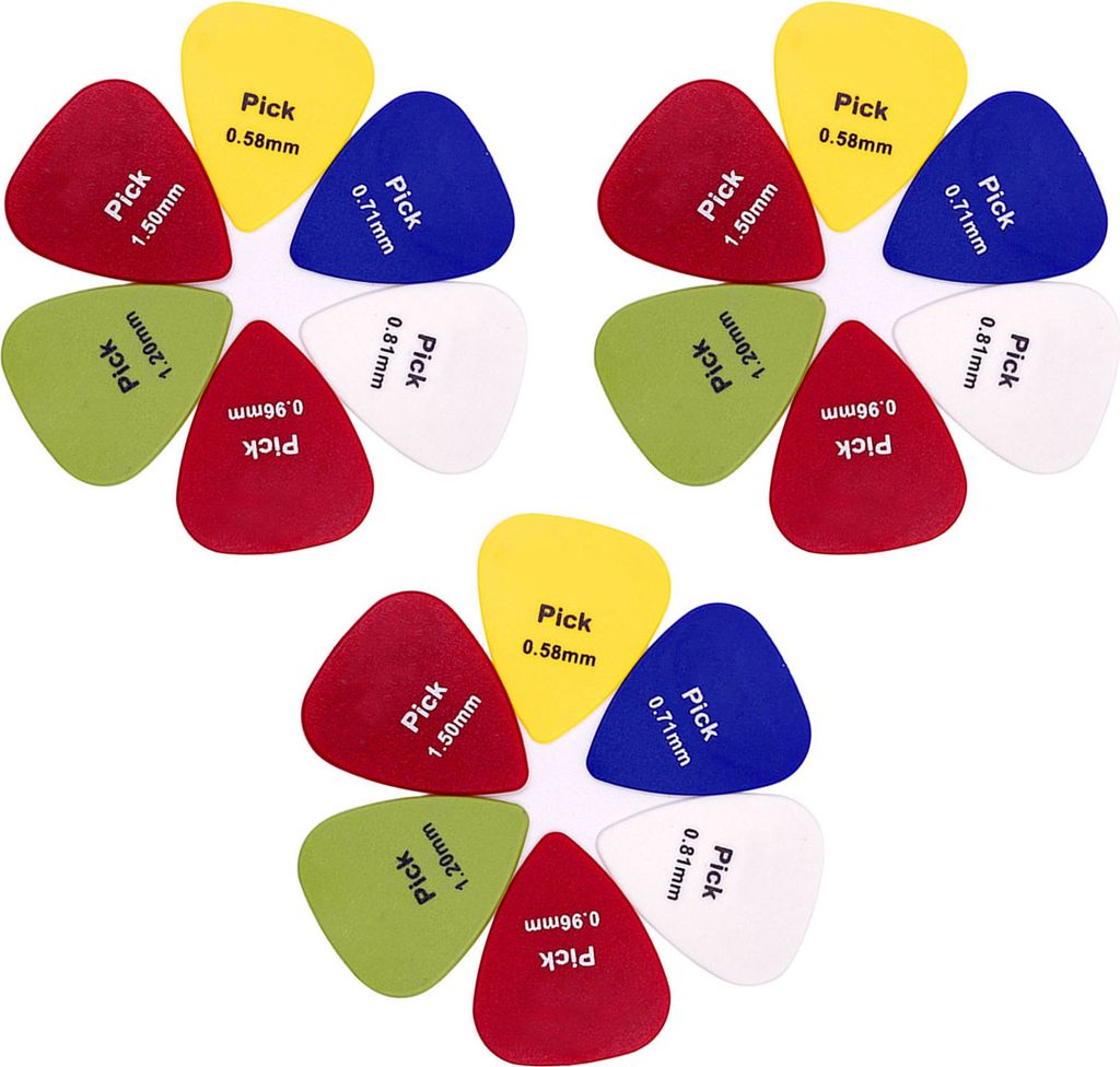 100Pcs Gitarrenpick ABS Runde Kanten helle Farbe mattiert Gitarrenpick Ersatz 0,58 0,71 0,81 0,96 1,2 1,5mm