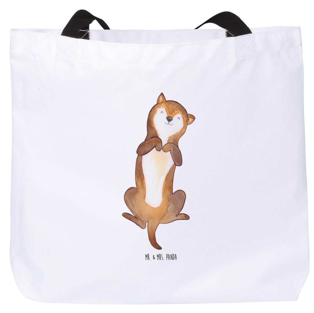 Mr. & Mrs. Panda Tote Bag Hund Streicheln - Weiß - Geschenk, Laptoptasche, Strandtasche, Hunde, Sprüche, Tasche, Bauch, Reisetasche, Kraulen, Beu...