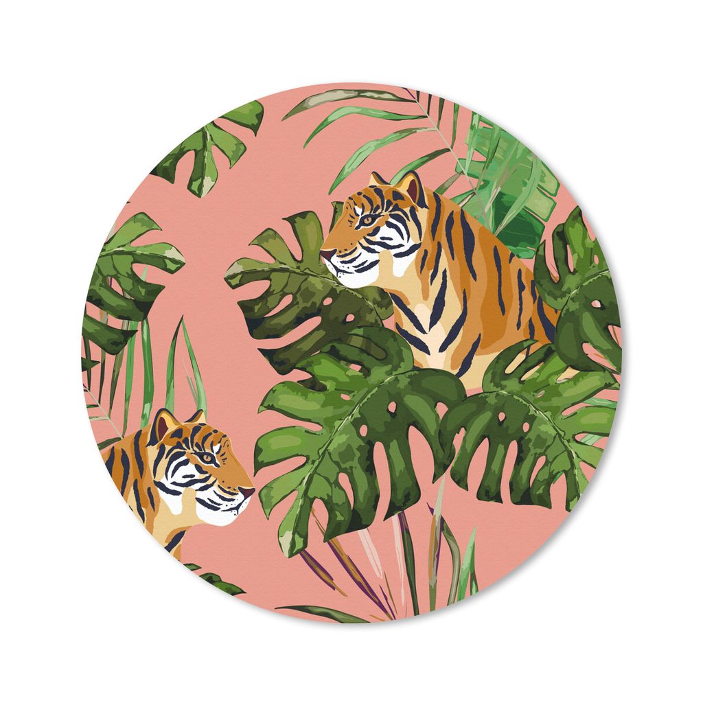 MuchoWow Mauspad Mousepad Monstera - Tiger - Botanisch 40x40 cm - Mousepads - Maus Mat - Pad - Mausunterlage - Schreibtisch Accessoires