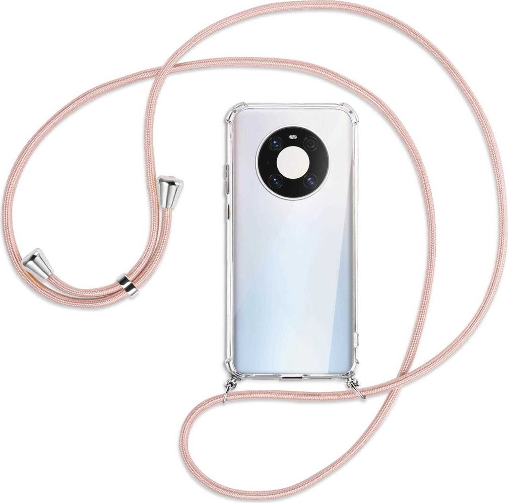 Handykette Backcover-Schutzhülle mit Band (Metall silberfarben) für Huawei Mate 40 Pro - roségold