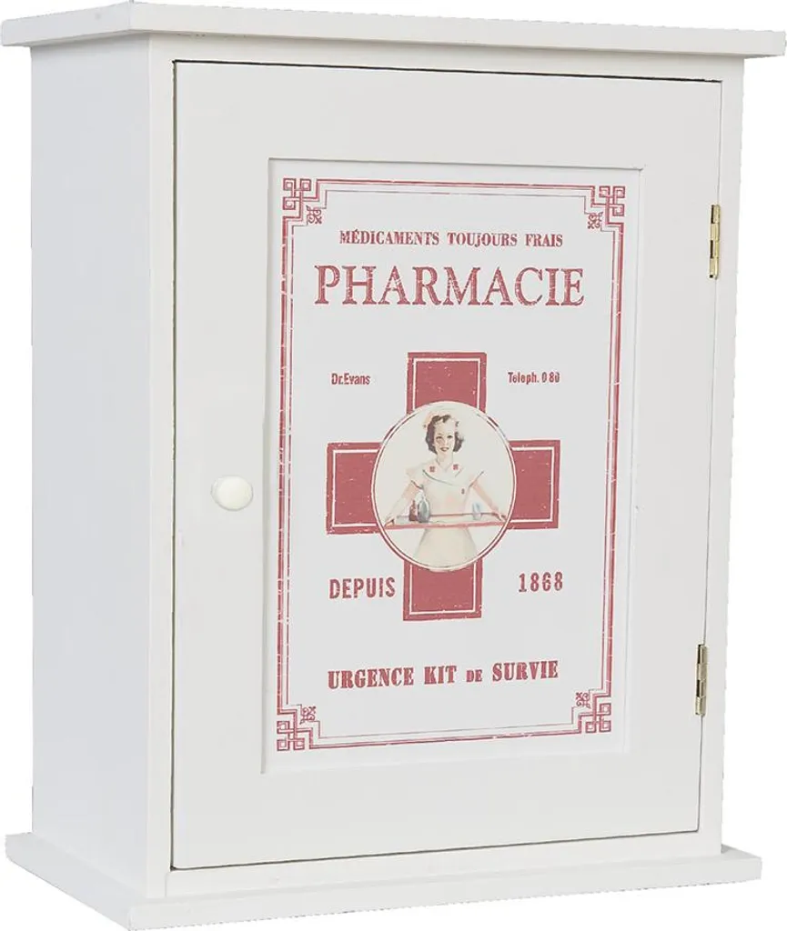 Clayre & Eef Armoire à Pharmacie 24x13x30 cm Blanc en Bois de Qualité