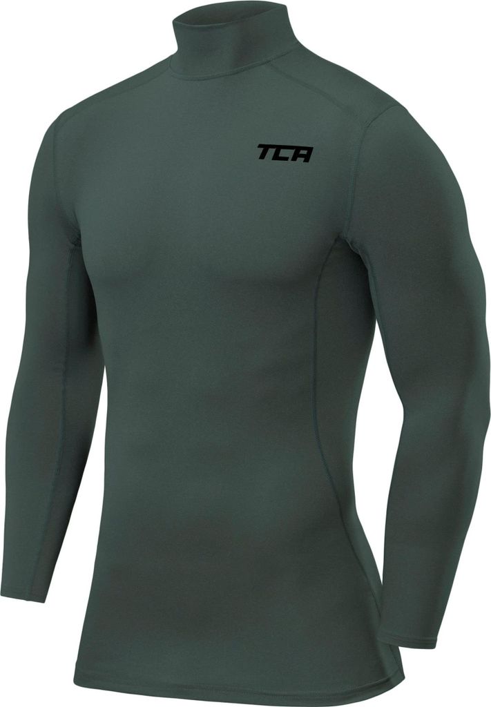 Thermoshirt Jungen Langarm Kompressionsshirt Dunkelgrün Sportshirt 8-10 J.