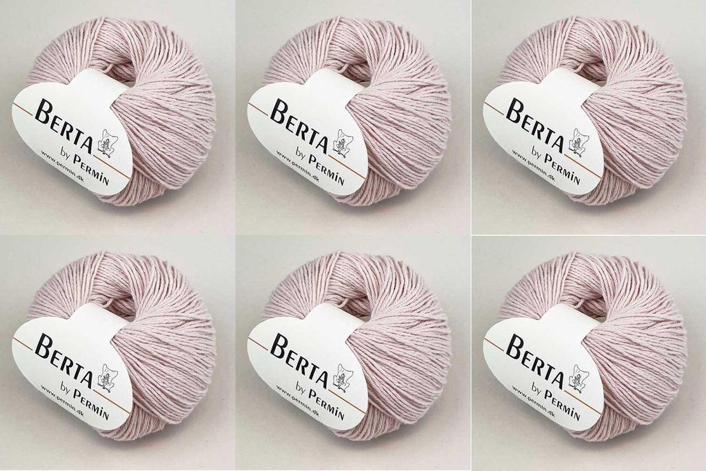 6x Berta von Permin – Strickgarn aus Wolle und Baumwolle, - (65 „Balletto delle rose“)