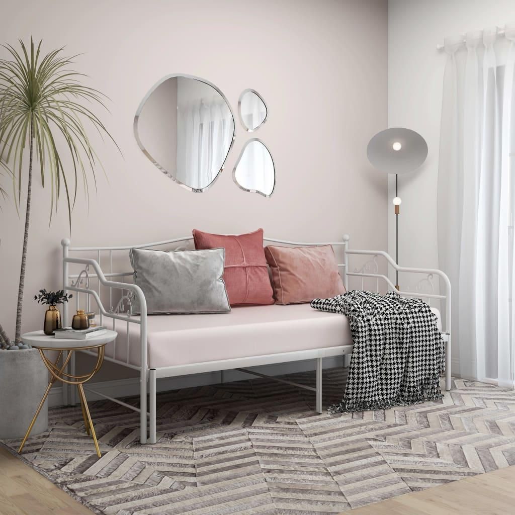 vidaXL Ausziehsofa Bettgestell Weiß Metall 90x200 cm Produktbild 
