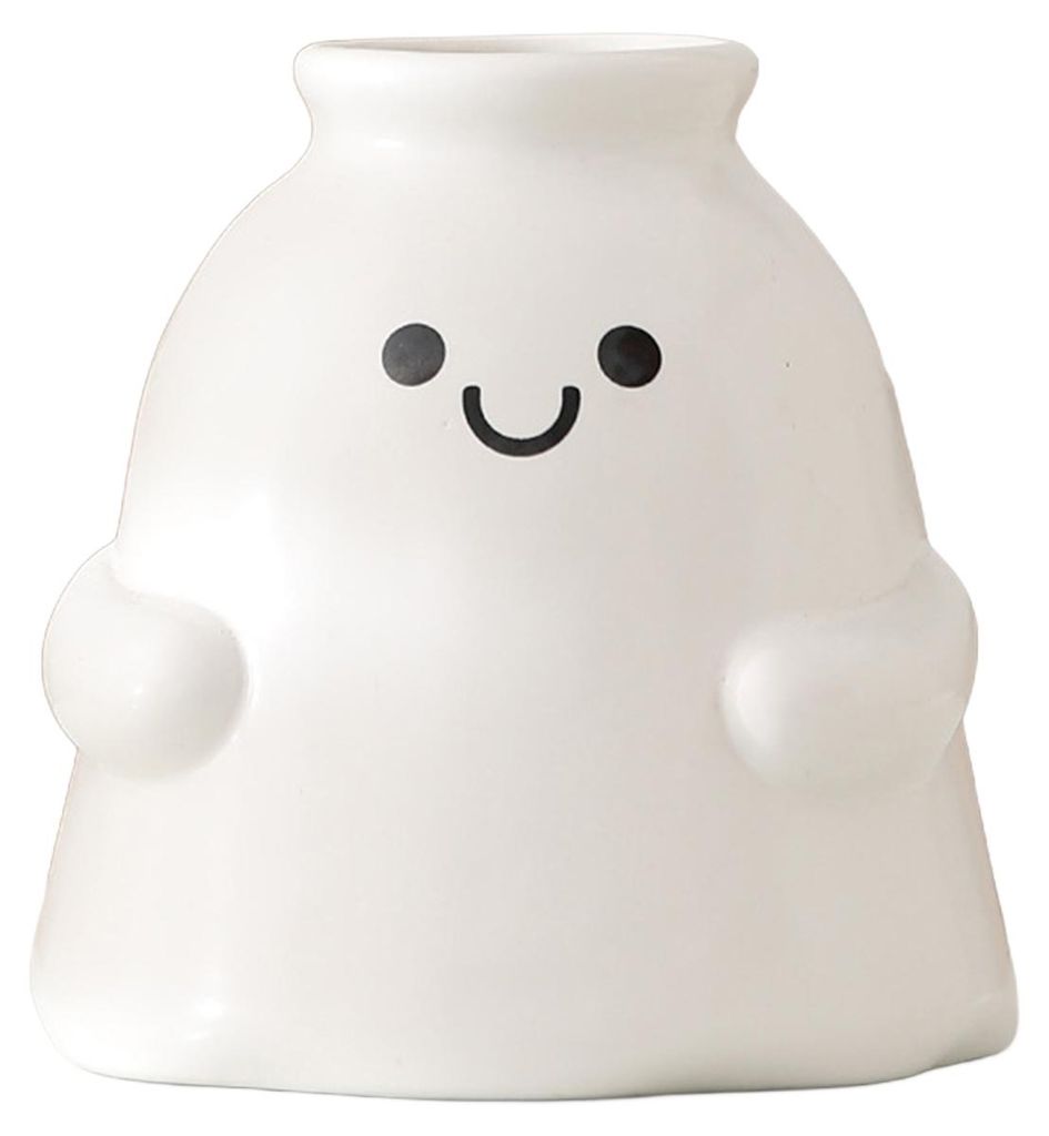 Geisterförmige Vase mit Smiley-Muster, Keramik-Blumentopf, Kinderzimmer, Schlafzimmer, Zuhause, weiße Dekoration
