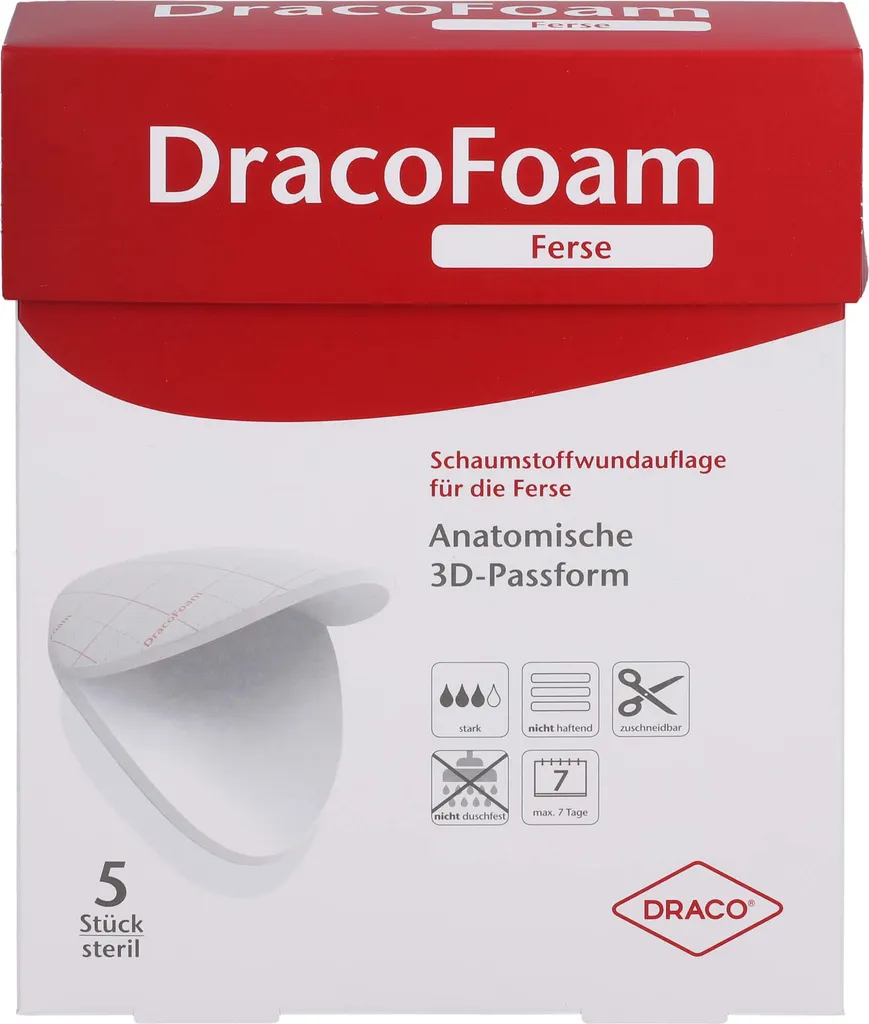 Pansement mousse talon DracoFoam plaies infectées 5 pièces VER
