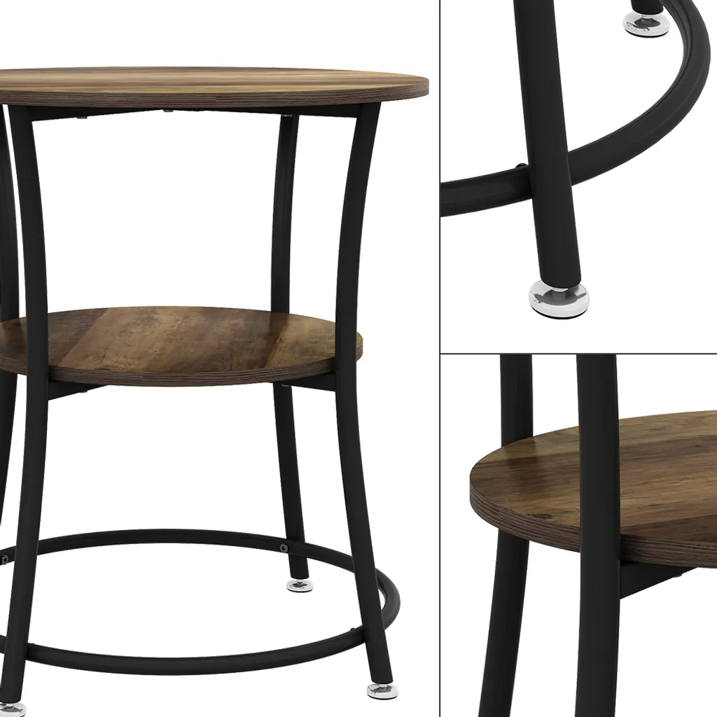 Table basse Vicco Quebec 50x50 cm Bois antique avec tablette Model 50002