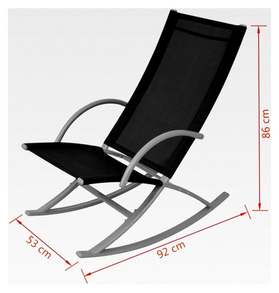Schaukelstühle, 2 Stück, Stahl und Textilene, Schwarz