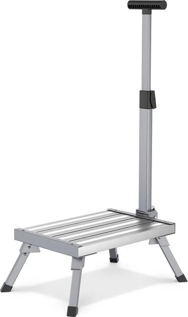 Tabouret pliant en aluminium avec accoudoirs et surface antidérapante