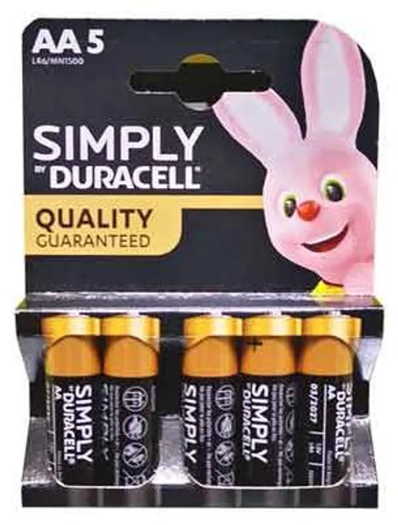 Piles Simply Stilo AA LR6 1,5V, blister de 5 unités à énergie stable