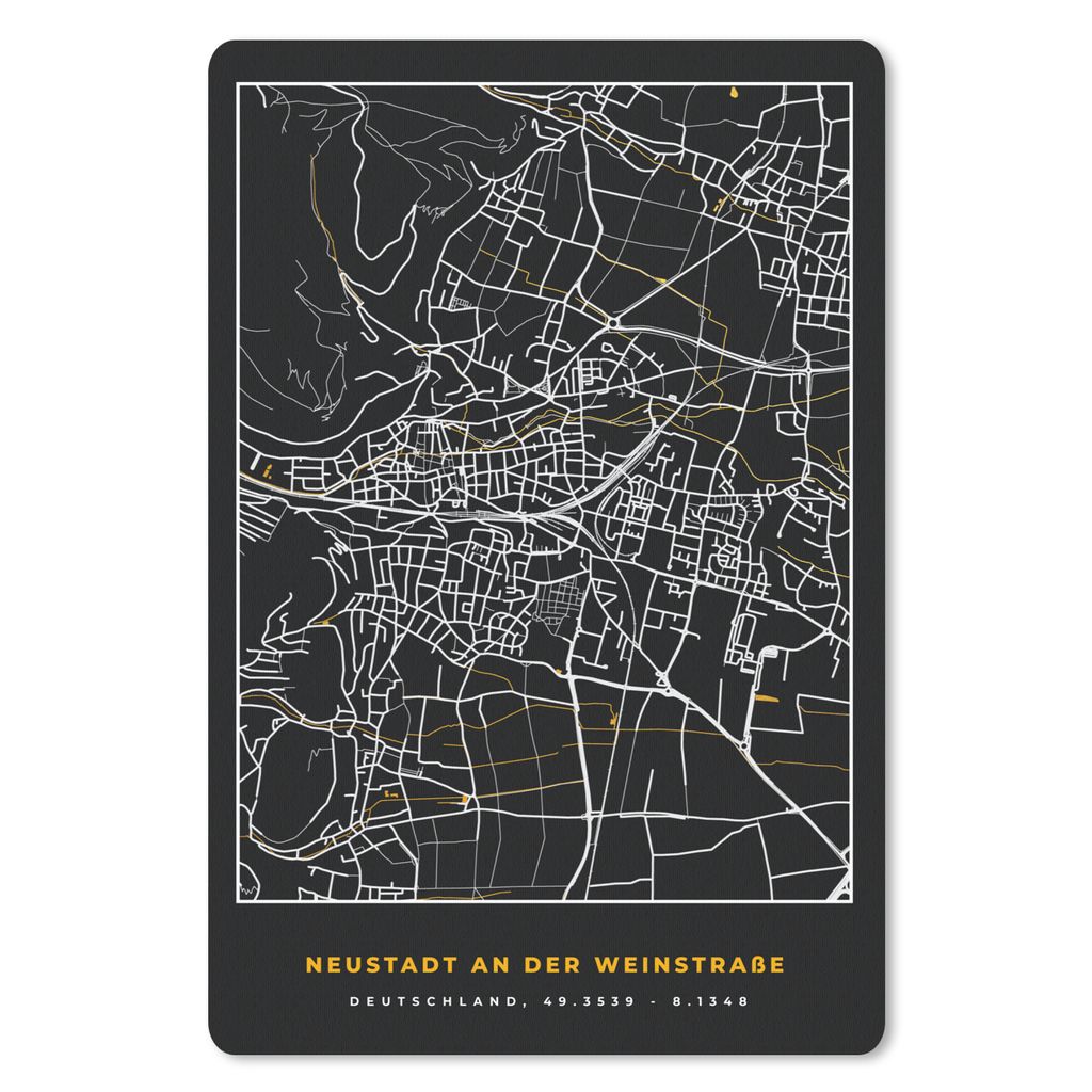 MuchoWow Mauspad Mousepad Gold - Deutschland - Karte - Stadtplan - Neustadt an der Weinstraße 40x60 cm - Mousepads - Maus Mat - Pad - Mausunterl...