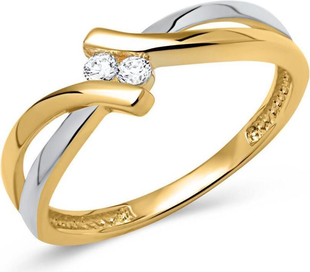 Eleganter Ring aus 333er Echtgold bicolor (Weißgold + Gelbgold) GR0067