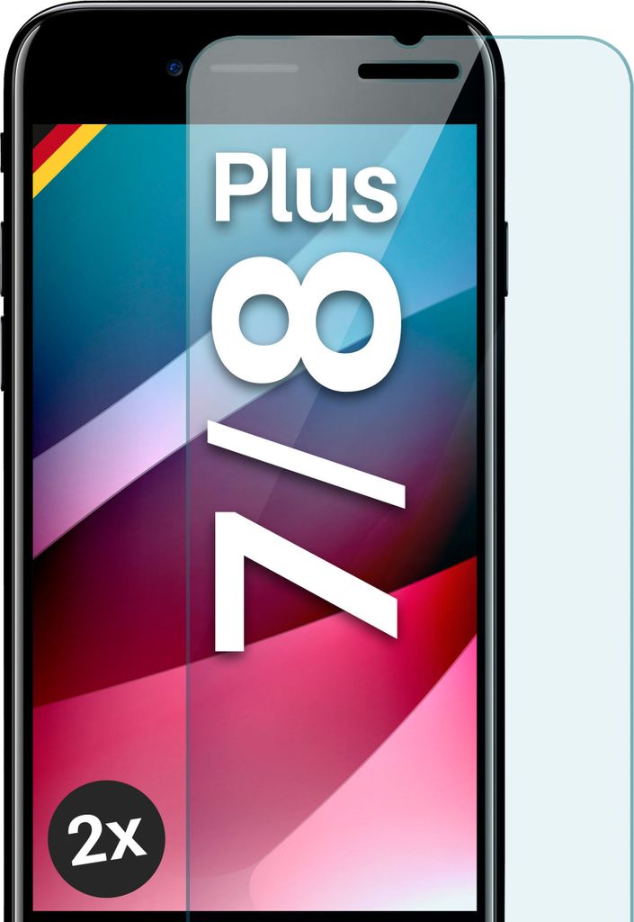 SCHUTZFOLIE FÜR APPLE IPHONE 7 PLUS / 8 PLUS - ECHTGLAS, Stückzahl:2er Set