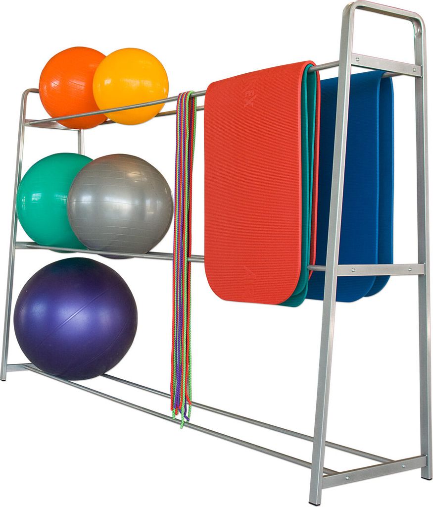 Sport-Tec Ballregal Exklusiv Basismodul/Standregal für Bälle und Matten/HxBxT 180x270x62 cm/Turnhalle/Physiotherapie, Springseil, Gymnastikball, ...