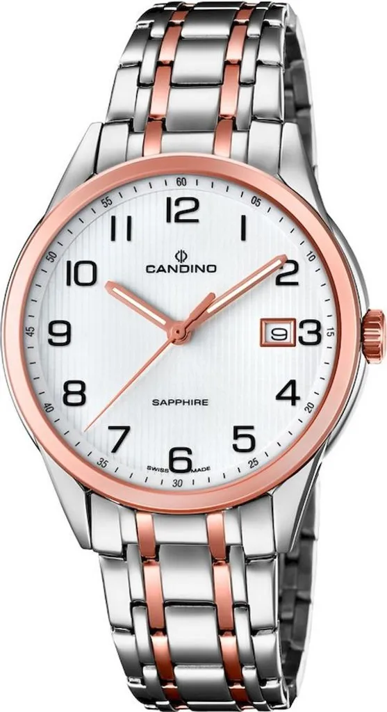 Montre Candino C4616-1 pour homme en acier argenté et cadran blanc