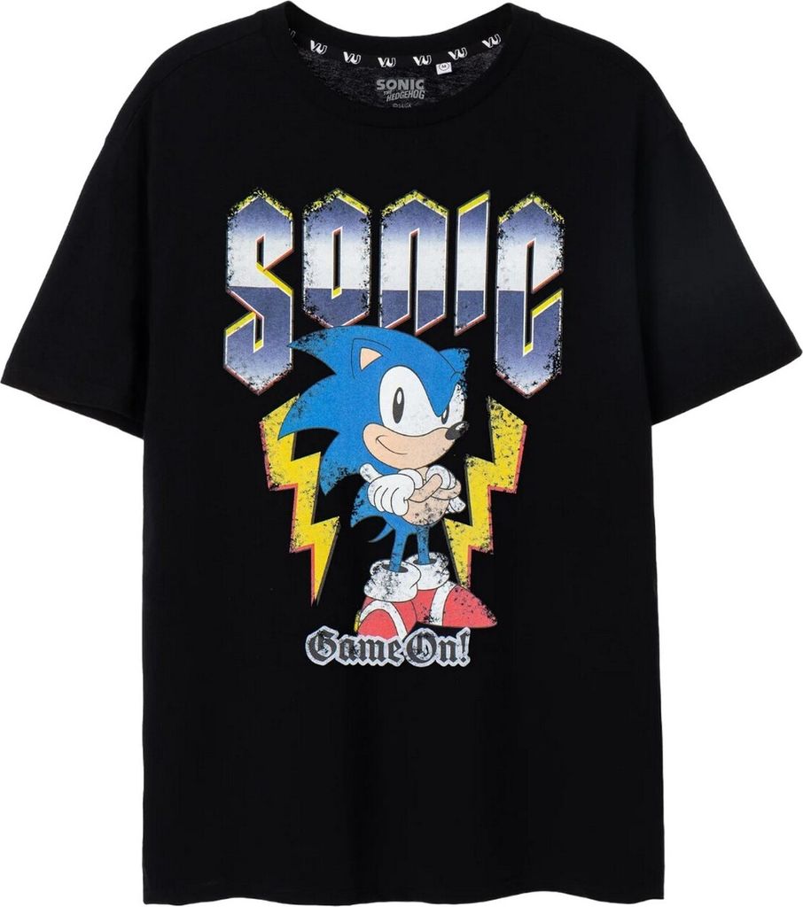 Sonic The Hedgehog - "Game On!" T-Shirt für Herren kurzärmlig NS7848 (M) (Schwarz)