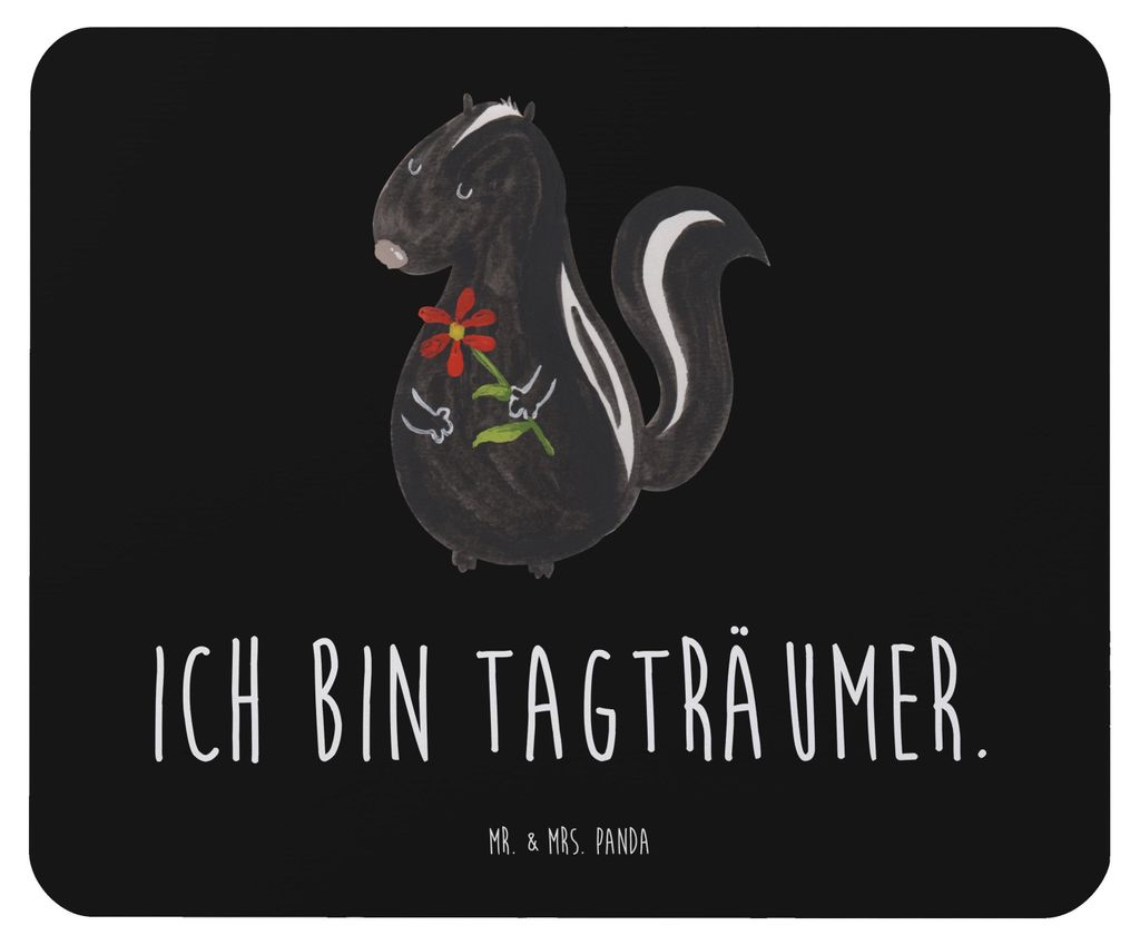 Mr. & Mrs. Panda Mouse Pad Stinktier Blume - Schwarz - Geschenk, mauspad laptop, Verträumt, mousematte, Mousepad, Träume, Dreams, computer, Raubt...