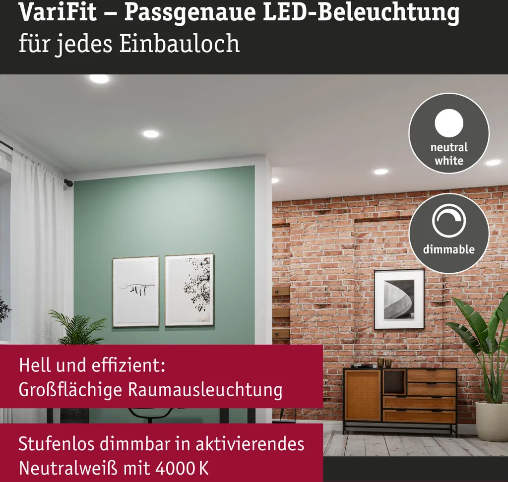 Pannello LED Veluna Edge Paulmann VariFit - Illuminazione Frameless IP44 - 5