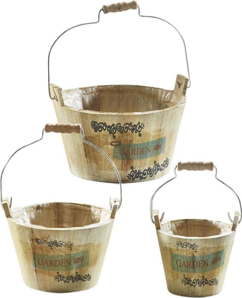 3er Set Pflanze Schale Topf Kübel Blumen Kräuter Töpfe Gefäß mit Folie Vintage