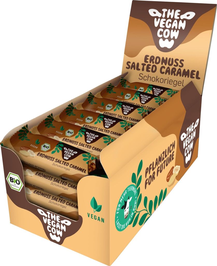 THE VEGAN COW - Schokoriegel Erdnuss Salted Caramel 24x40gr